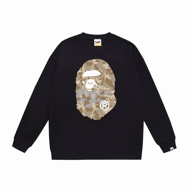 款号Sc330#毛圈 加绒90 顶级版本 Bape 字母沙漠迷彩猿人头双面印花圆领卫衣 采用350克大毛圈 落肩大版型 面料 质感柔软不起球 进口环保印花胶浆