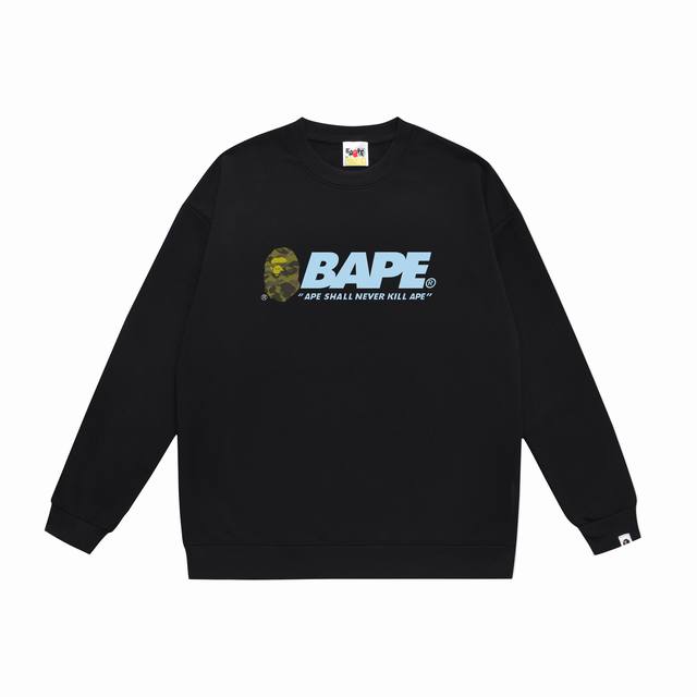 款号Sc370# 顶级版本 Bape Summer Camp字母绿迷彩猿人头印花圆领卫衣 采用350克大毛圈 落肩大版型 面料 质感柔软不起球 进口环保印花胶浆