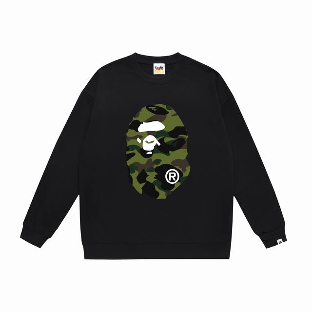 款号Sc360# 顶级版本 Bape 双面迷彩猿人头印花圆领卫衣 采用350克大毛圈 落肩大版型 面料 质感柔软不起球 进口环保印花胶浆 图案鲜明立体 品质男女
