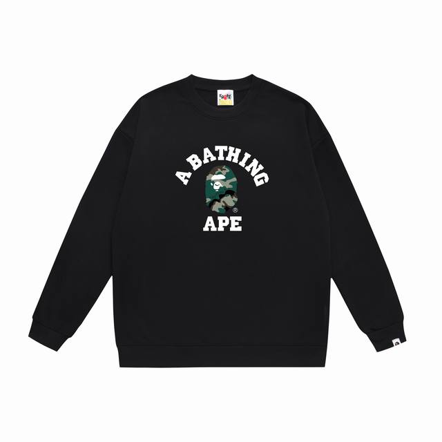 款号Sc358# 顶级版本 Bape 小猿人头经典字母印花圆领卫衣 采用350克大毛圈 落肩大版型 面料 质感柔软不起球 进口环保印花胶浆 图案鲜明立体 品质男