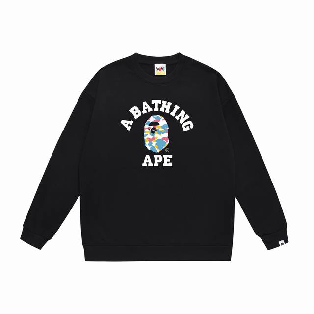 款号Sc356# 顶级版本 Bape 猿人头字母印花圆领卫衣 采用350克大毛圈 落肩大版型 面料 质感柔软不起球 进口环保印花胶浆 图案鲜明立体 品质男女同款