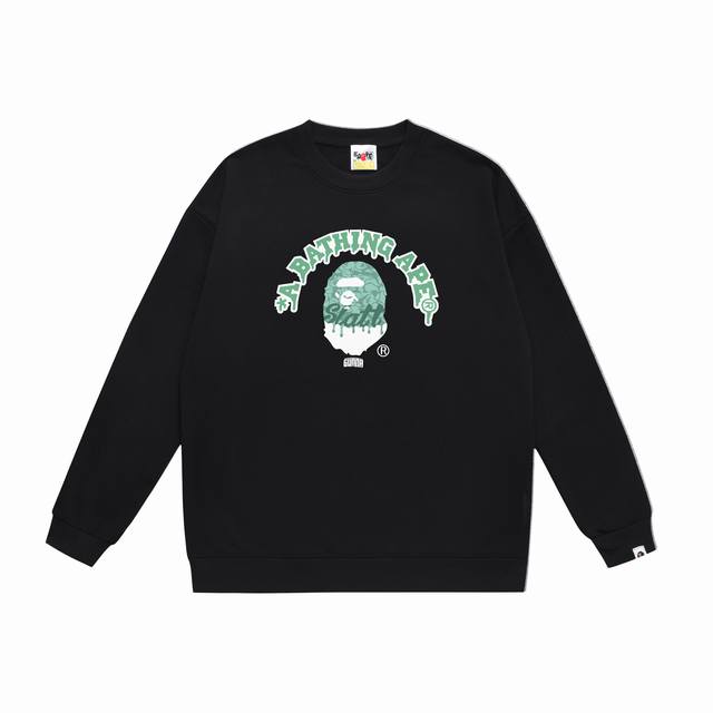 款号Sc351# 顶级版本 Bape Gunna联名款猿人头字母印花短袖T恤 采用350克大毛圈 落肩大版型 面料 质感柔软不起球 进口环保印花胶浆 图案鲜明立
