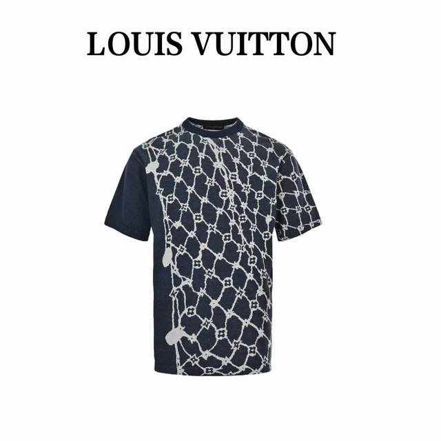 Louis Vuitton 路易威登 24Ss 渔网提花针织短袖 本款棉质短袖圆领衫呈现全幅 Monogram Fishnet 提花织纹，其不规则图案恰似碧波荡