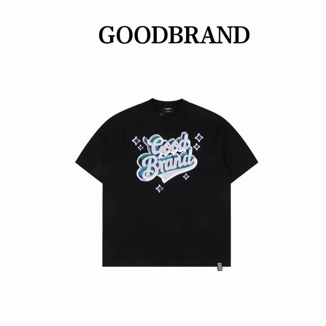 Goodbrand 立体星星亮片轻奢时尚高级感短袖T恤 男女同款 350克重面料 颜色：黑色 白色 尺码：S M L Xl