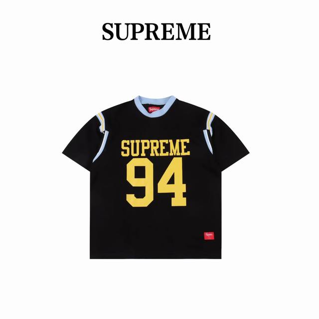 Supreme Ss25 Week8 Split S S Football Top 拼接图案罗纹圆领短袖 美式潮流足球衣 男女同款 原版购入开发！拼色螺纹1:1