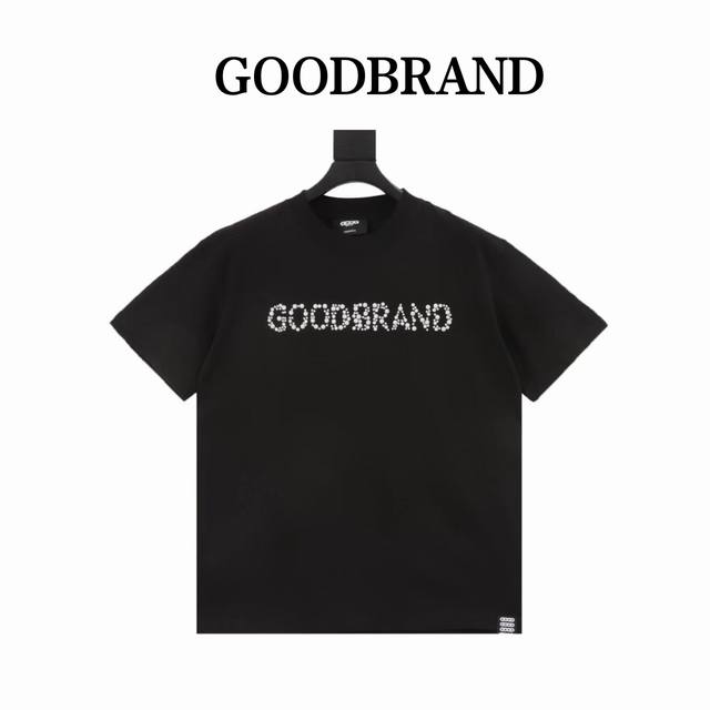 Goodbrand 珠片标语时尚高级感短袖T恤 男女同款 350克面料 颜色：黑色 绿色 尺码：S-Xl
