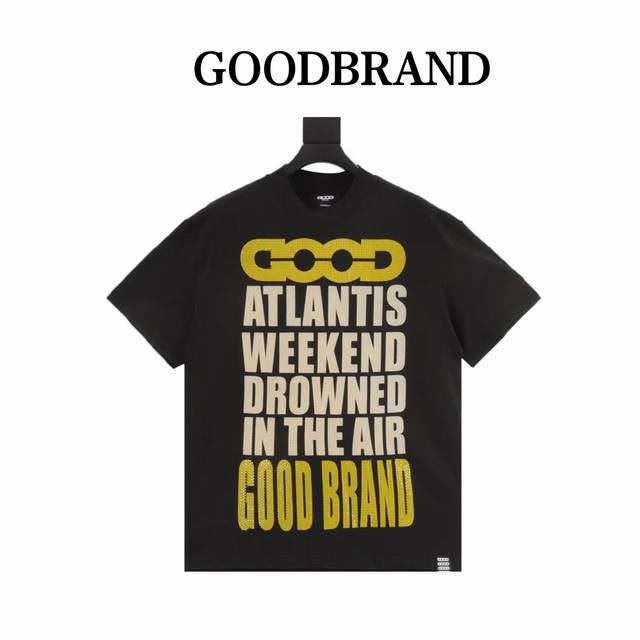 Goodbrand Ss25 烫钻字母印花Logo短袖T恤 男女同款 350克重面料 颜色：黑色 白色 尺码：S-Xl