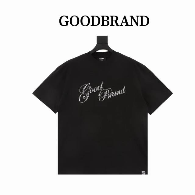 Goodbrand Good花体烫片花卉轻奢时尚高级感短袖T恤 男女同款 350克重面料 颜色：黑色 白色 尺码：S-Xl