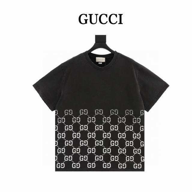 Gucci 古驰 双Gg印花渐变情侣款短袖T恤 情侣街拍的时尚款短Tee，炸街系列 经典再现的双Gg印花Logo设计，一目了然的品P价值直接输出 大Logo的设