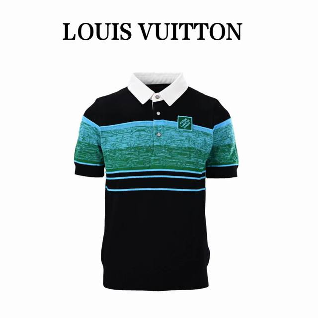 Louis Vuitton Lv 绿拼条提花短袖Polo衫 正品11 购入，定染40支双股精梳棉纱，定制高密度斜纹面料，75D高温衬布，进口刺绣，毛料提花，毛料