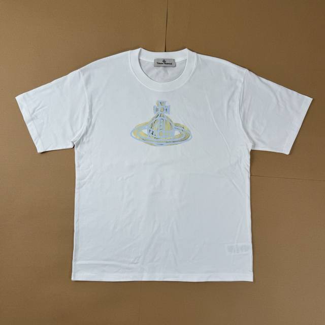 R15# Vivienne Westwood 纯色印花圆领短袖T恤 男女同款 黑白色 面料：260G双纱面料，不变型不起球 辅料；全套辅料定制；1:1版本 颜色