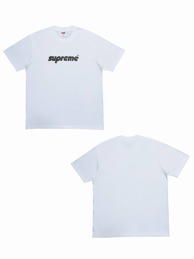 Su181# Supreme Logo圆领宽松短袖美式潮流T恤 男女同款 采用圆筒无缝工艺 原版工艺 衣服侧面没有缝合骨位 鉴定重点 面料：全都订织定染，260