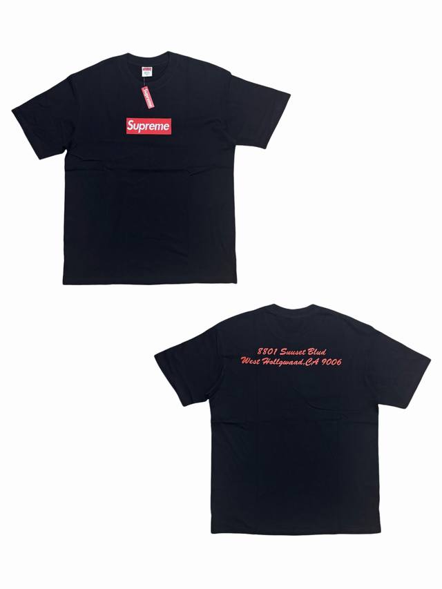 Su177# Supreme 洛杉矶限定 Box Logot恤短袖 男女同款 采用圆筒无缝工艺 原版工艺 衣服侧面没有缝合骨位 鉴定重点 面料：全都订织定染，2