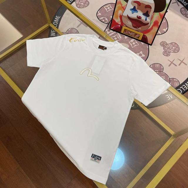 Evisu福神 新款男士海鸥彩绘老鹰字母锦鲤短袖 颜色：白 尺码：S-Xxl S码 肩宽44 胸围96 衣长68 适合身材100-120斤 M码 肩宽46 胸围