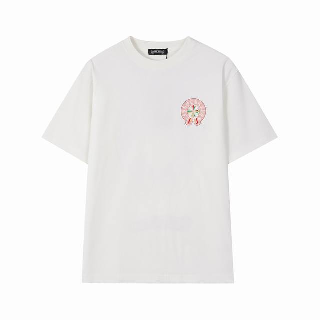 Ch克罗25新款上新30支双纱300克洗水面料 专机万针刺绣绣花印花短袖T恤 颜色：黑色，白色 尺码：S M L Xl