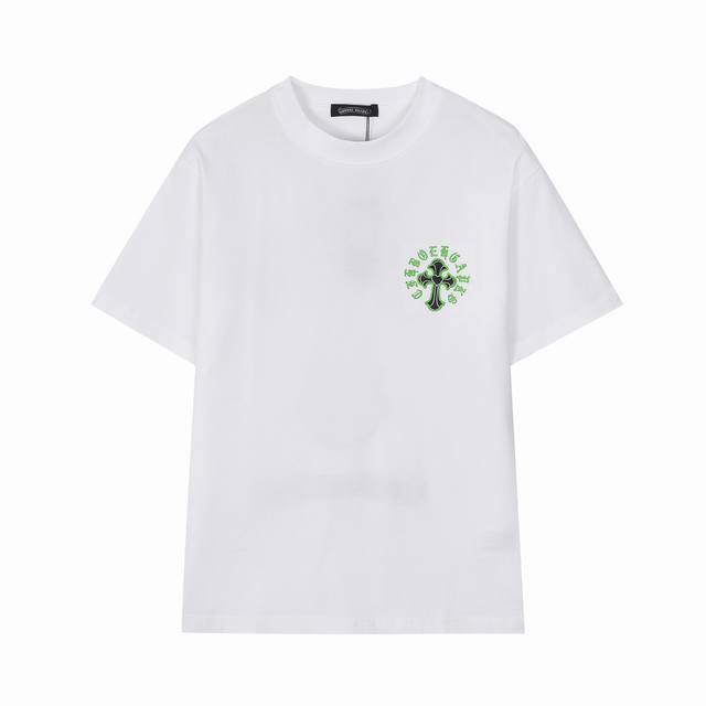 Ch克罗25春夏季新款重工洗水面料300克重磅来袭 重工水洗贴布绣万针刺绣工艺短袖T恤 黑色，白色，绿色 ，S M L Xl 四个码
