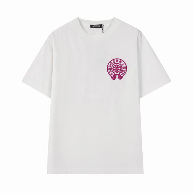 Ch克罗 25春夏季新款 重工洗水面料300克重重磅来袭拱桥绣网绣万针刺绣工艺短袖T恤 颜色：黑色，白色 尺码：S M L Xl