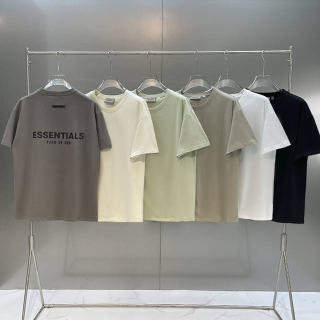 款号F20 六色齐发 Fear Of God Fog Essential背后硅胶基础印花经典情侣宽松短袖-原单版本 不是纯棉白送 Color：黑色 白色 抹茶绿