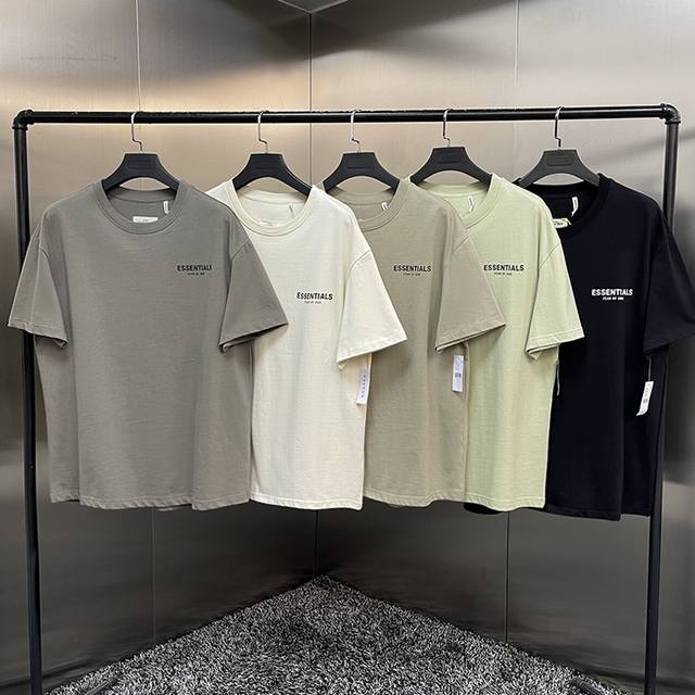 款号F20 五色齐发 Fear Of God Fog Essential基础小标印花经典情侣宽松短袖-原单版本 不是纯棉白送 Color：黑色 碳灰 抹茶绿 驼