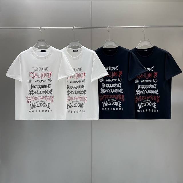 款号W50 We11Done 经典基础情侣宽松哥特式梵文弹幕标语印花-原厂品质 顶级版本 Color：黑色 白色 Size：S M L Xl 面料采用280G重