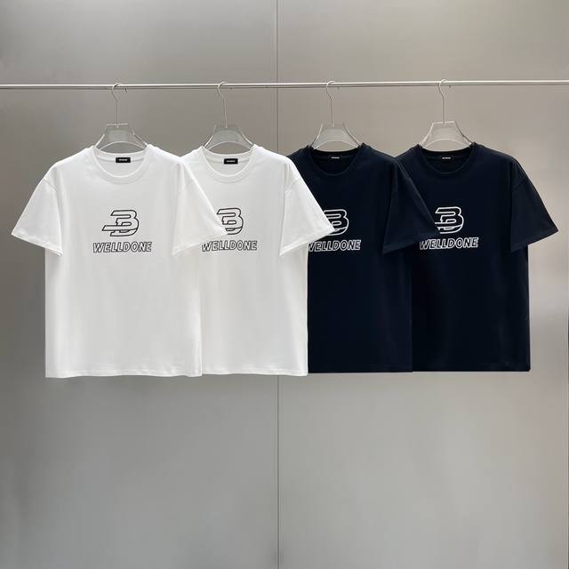 款号W50 We11Done 经典基础情侣宽松镂空锁链标语印花-原厂品质 顶级版本 Color：黑色 白色 Size：S M L Xl 面料采用280G重磅纯棉