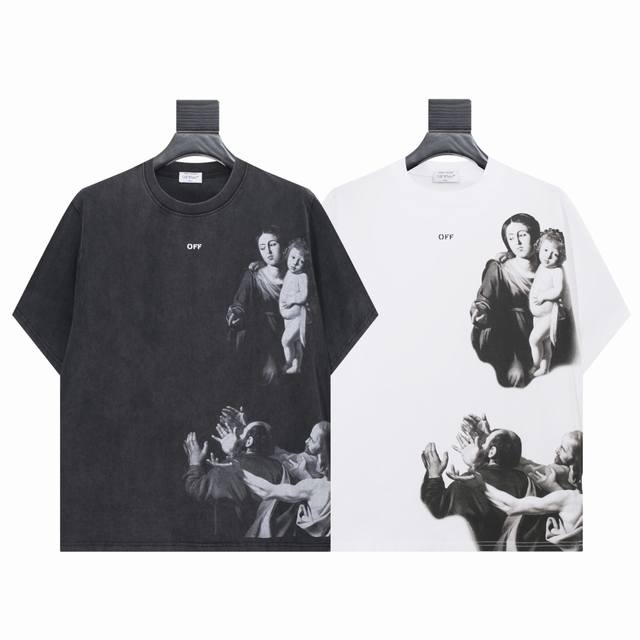 1311 水洗黑- 白色- S M L Xl Off White水洗做旧黑宗教圣母印花短袖！ 咱就是说，这件Ow短袖的设计真的太懂时尚精们的心啦！水洗做旧的黑色