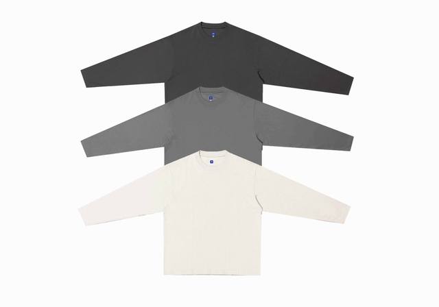 Y11# Yeezy Kanye 经典纯色小标长袖 颜色：碳灰 深灰 浅灰 尺码： S M L Xl