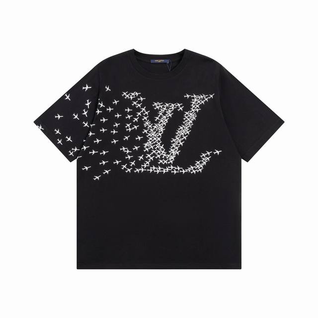 Y009 280G双纱正确版本 Louis Vuitton*路易威登 Lv 小飞机印花短袖T恤 采用原板独家定制260克32支双莎纯棉面料 质感非常柔软舒服 1