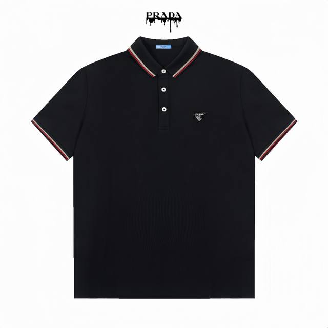 三标齐全 -Parda 普拉达专柜同步上新 精美条纹徽标翻领Polo衫 -采用原版Zp一致定制索罗娜双珠地面料 螺纹同缸定染零色差 独家品质区别通货 欢迎对比