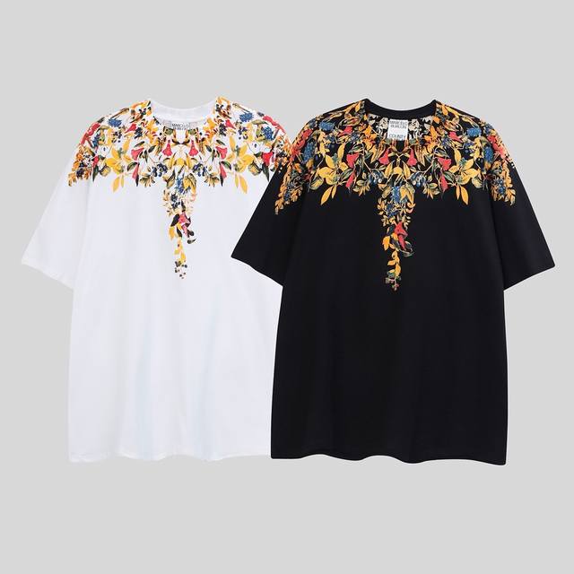 马塞洛布隆 高品质Mb新款花草翅膀 纯棉男女T恤 码数：S M L Xl Xxl