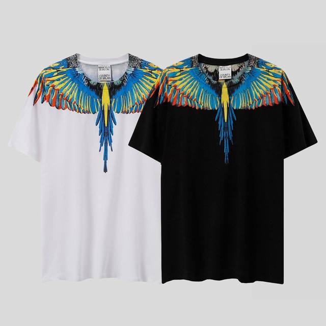 马塞洛布隆 高品质Mb黄蓝油画翅膀短袖 码数：S M L Xl Xxl