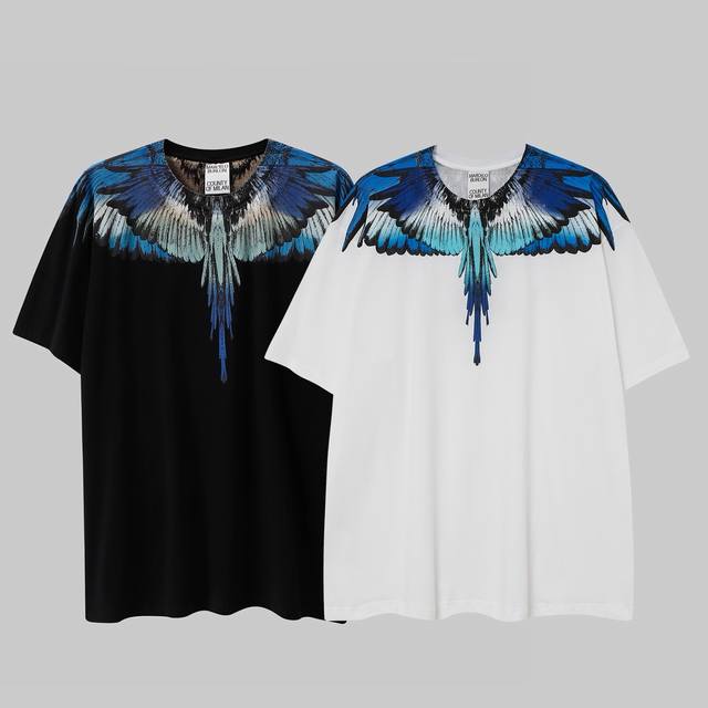 马塞洛布隆 高品质Mb蓝白翅膀 纯棉T恤 码数：S M L Xl Xxl