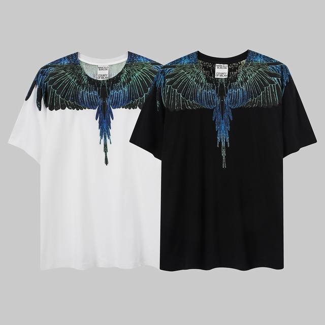 马塞洛布隆 高品质Mb激光蓝绿翅膀 纯棉男女同款T恤 码数：S M L Xl Xxl
