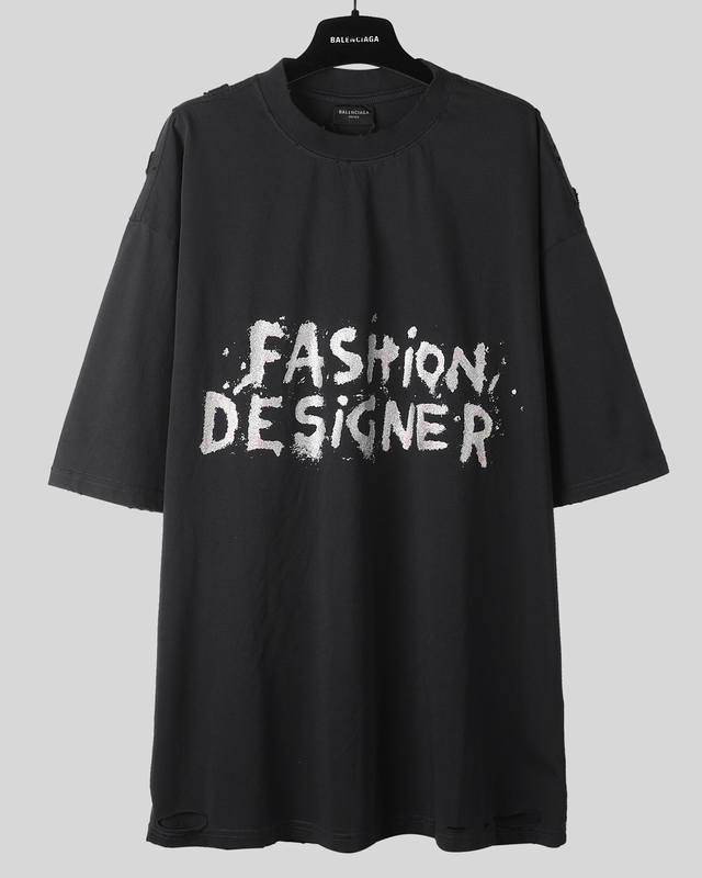 Balenciaga 25Ss 市面最高版本 巴黎金闪粉短袖 原版开发定织280G面料 高度还原 洗水处理 手感厚重 质感区别市场货 采用日本百灵达多头式刺绣机