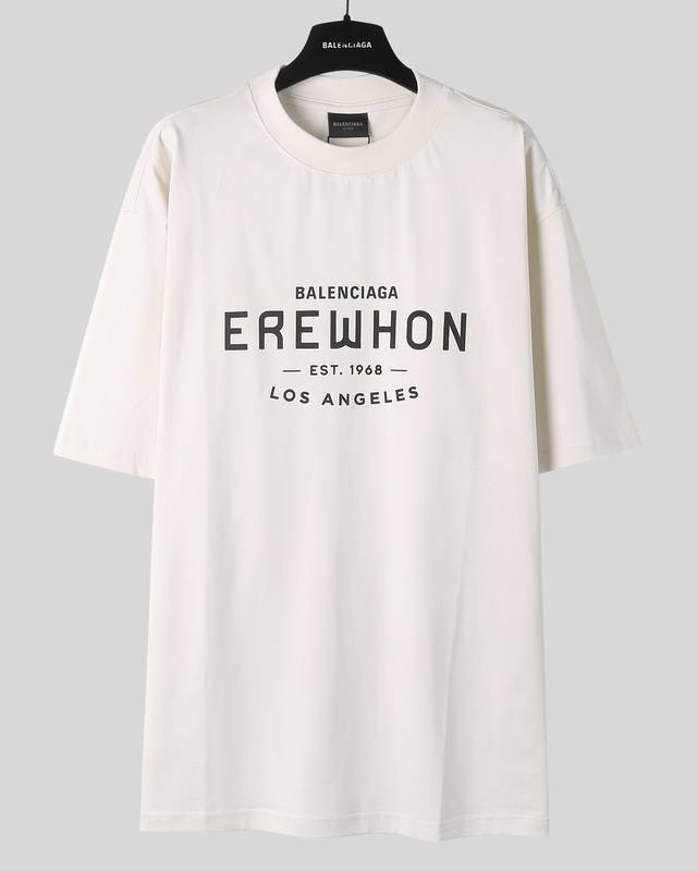 Balenciaga 25Ss 市面最高版本 Est1917T恤 原版开发定织260G面料 高度还原 洗水处理 手感厚重 质感区别市场货 采用日本百灵达多头式刺