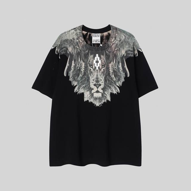 马塞洛布隆 高品质Mb狮子头翅膀印花纯棉T恤 码数：S M L Xl Xxl