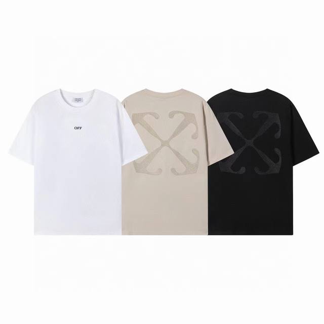8030# 。Off White24N新款刺绣镰刀箭头宽松短袖T恤 颜色：黑色 白色 杏色 尺码：S M L Xl