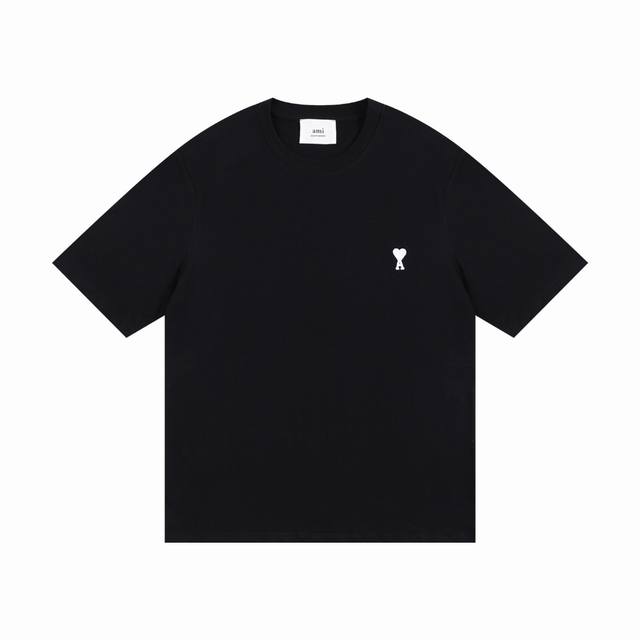 款号180 Ami圆领平绣小白爱心T恤 经典热卖款。 颜色：黑色 码数S M L Xl