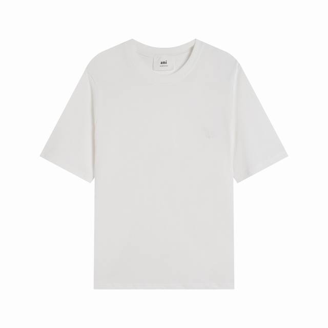 款号180 Ami圆领平绣小白爱心T恤 经典热卖款。 颜色：白色 码数S M L Xl