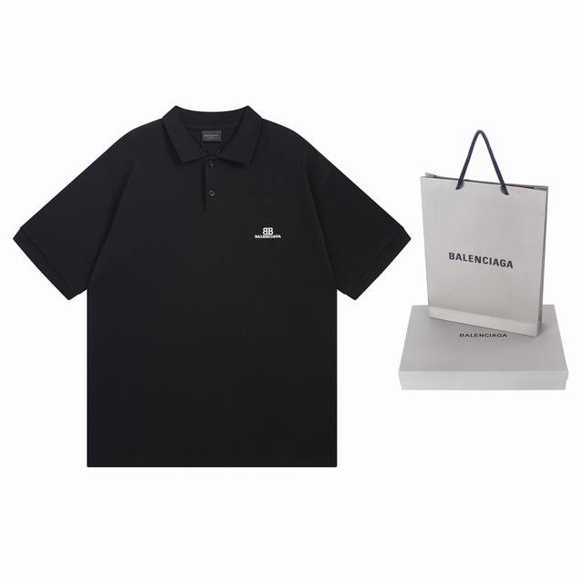 实拍图 顶级版本.官网品质 Balenci*Ga 巴黎#2025新款，巴黎经典Logo双B刺绣Polo衫，袖口纯棉罗纹收口，欢迎对比！ 面料采用巴黎Zp定织定染