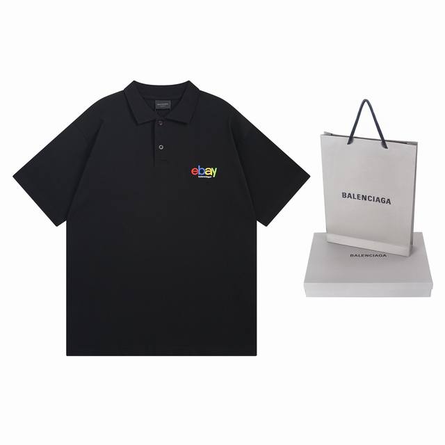 实拍图 顶级版本.官网品质 Balenci*Ga 巴黎#新款，巴黎联名Ebay彩虹刺绣Polo衫，欢迎对比！ 面料采用巴黎Zp定织定染全棉珠地、克重260克，布