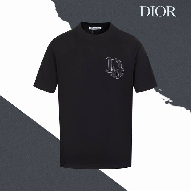 款号Sl186 Dior迪奥前后刺绣D字母热熔线圆领短袖 情侣同款 全套包装 三标齐全 区别市场通货 随意对比 纯棉280克高克重32支双纱 不起球 不褪色 舒
