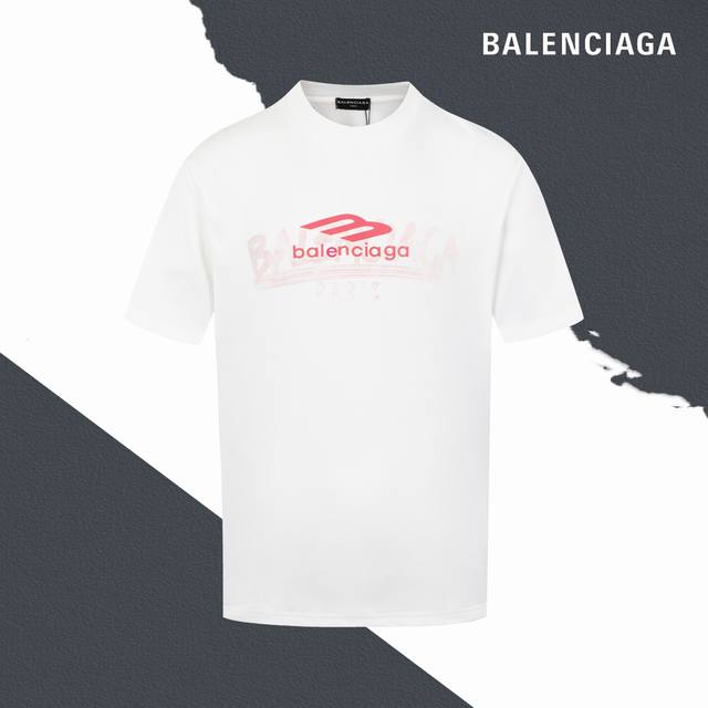 款号Sl184 Balenciaga巴黎字母涂鸦字母印花圆领短袖 情侣同款 全套包装 三标齐全 区别市场通货 随意对比 纯棉280克高克重32支双纱 不起球 不