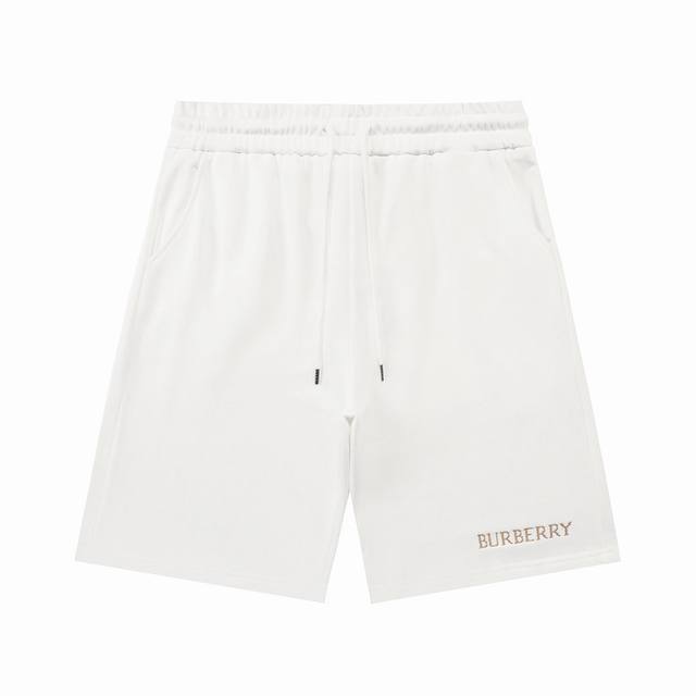 Burberry 巴宝莉 2025新款 轻奢主义 前幅颗粒刺绣字母Logo 后口袋拼色十字绣战马 男女日常通勤穿搭必备 休闲短裤 定制毛圈面料 松紧+抽绳可调节