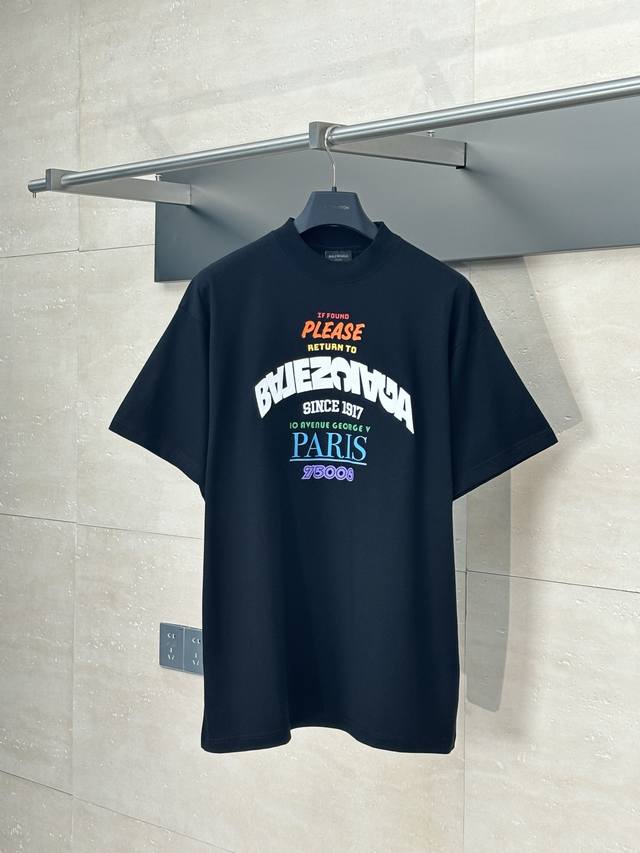 Balenciaga* 巴黎 25Ss新款字母元素印绣花廓形T恤 Size：1 2 3 4