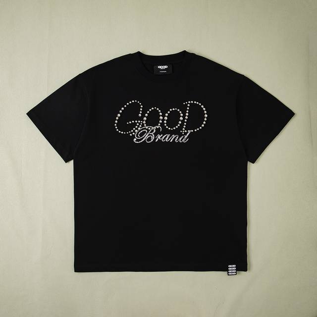 纯原配套 Goodbrand 2025Ss Good纯色珍珠Logo轻奢时尚高级感短袖T恤 纯棉面料 泡珠烫图 全套辅料细节 Yb内置洗衣袋 还原1比1 男女同