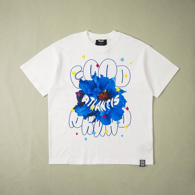 纯原配套 Goodbrand 2025Ss Atlantis蓝海花朵印花轻奢时尚高级感短袖T恤 纯棉面料 采用数码直喷发泡工艺 全套辅料细节 Yb内置洗衣袋 还
