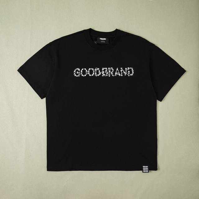 纯原配套 Goodbrand 2025Ss 珠片标语Basic时尚高级感短袖T恤 贴钻工艺 全套辅料细节 Yb内置洗衣袋 还原1比1 男女同款 请勿机洗 码数