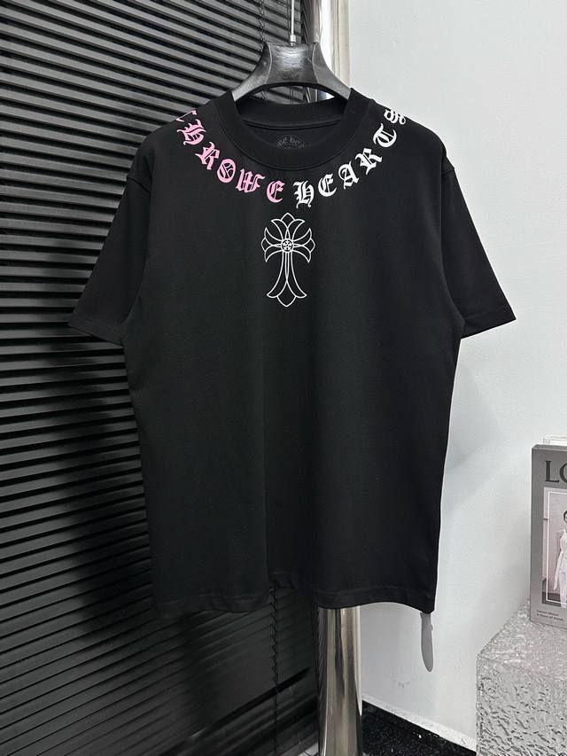 Chromehearts 克罗心 25Ss印花项链圆领 原版面料 官方同款 短袖T恤 定制260克同缸染面料 手感非常舒服 春夏最新砖柜同步 时尚又个性 超级百