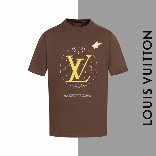 款号#Z211 Lv地球烫钻印花大标圆领短袖 Louisvuitton官网一致款式 面料：32支双纱280克纯棉面料 同缸同色织染螺纹 颜色一致 工艺：进口机器